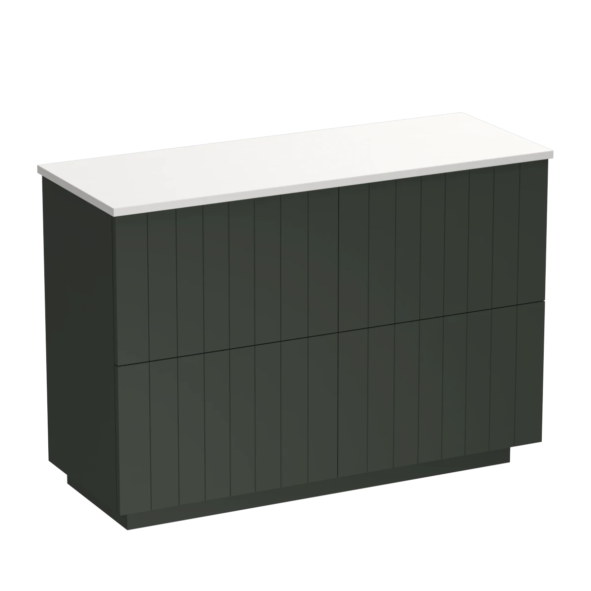 Linea Opaco 1200 4 Drawer Floor Vanity Centre Basin Concrete Grey / Kombu Green
