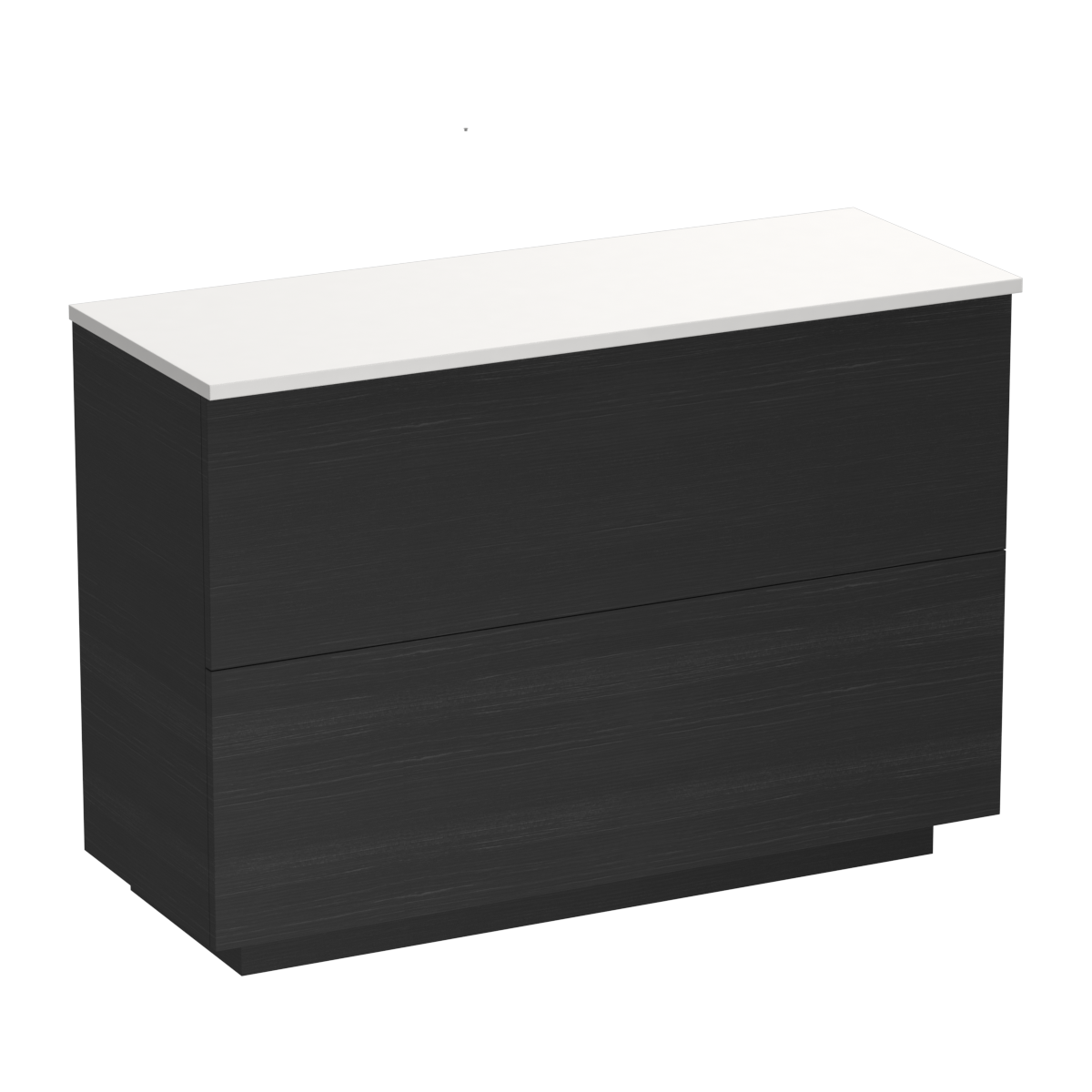 Reflex Opaco 1200 2 Drawer Floor Vanity Left Basin White Carrara / Timberland Black
