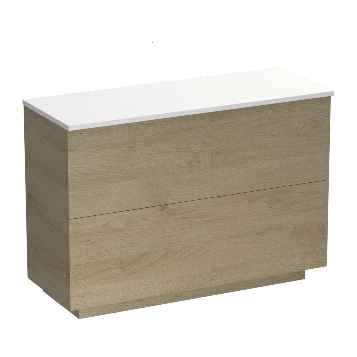 Reflex Opaco 1200 2 Drawer Floor Vanity Centre Basin White Carrara / Devon Oak