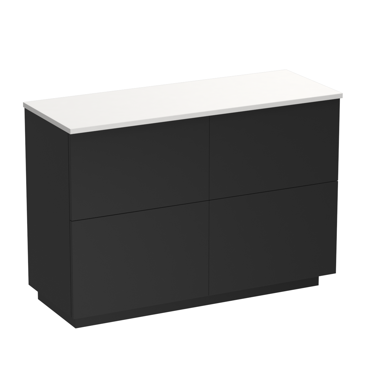 Reflex Opaco 1200 4 Drawer Floor Vanity Left Basin White Carrara / Black Velvet