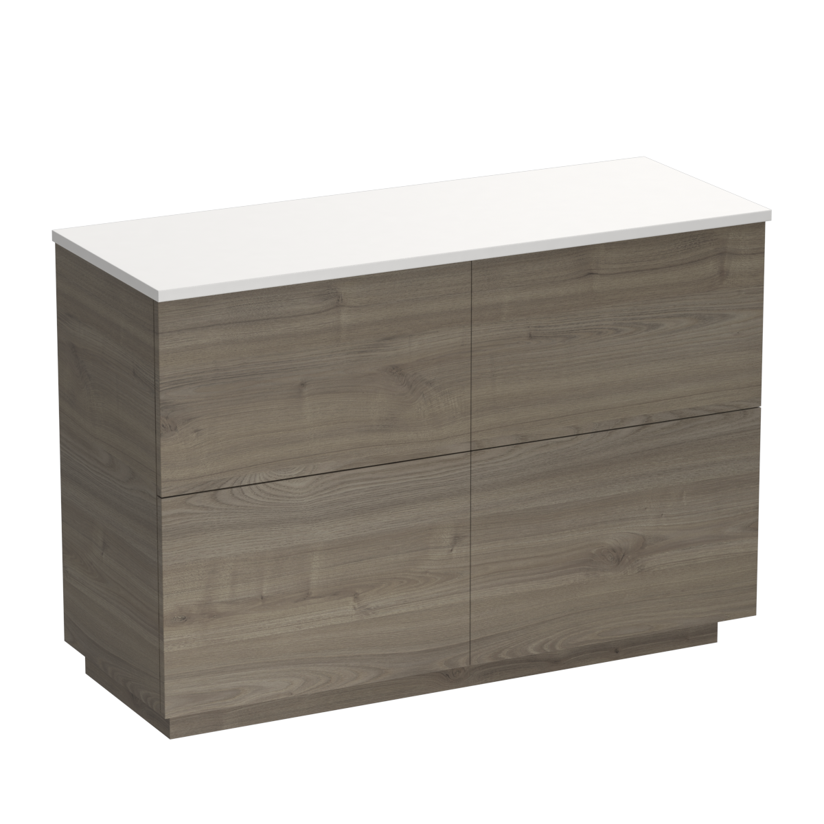 Reflex Opaco 1200 4 Drawer Floor Vanity Left Basin Concrete Grey / Methven Oak