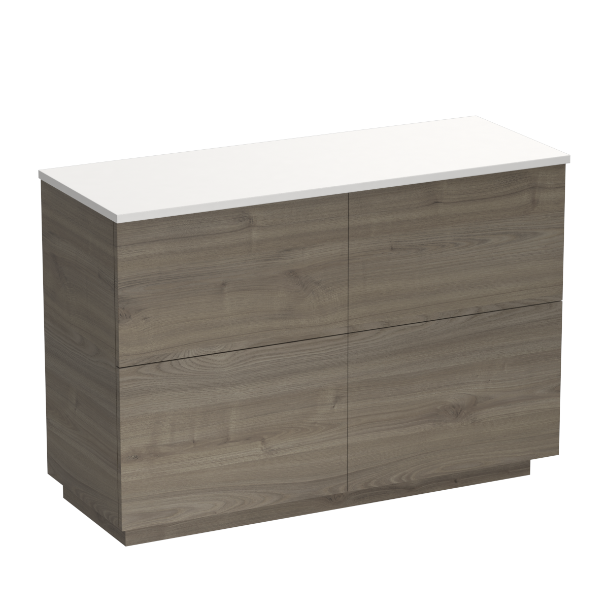 Reflex Opaco 1200 4 Drawer Floor Vanity Centre Basin Concrete Grey / Methven Oak