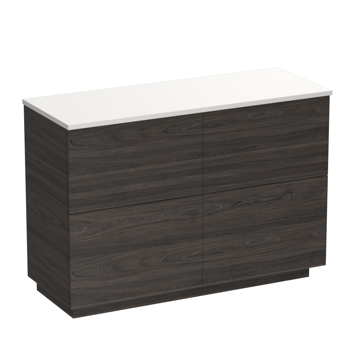 Reflex Opaco 1200 4 Drawer Floor Vanity Centre Basin White Carrara / Fiordland Elm