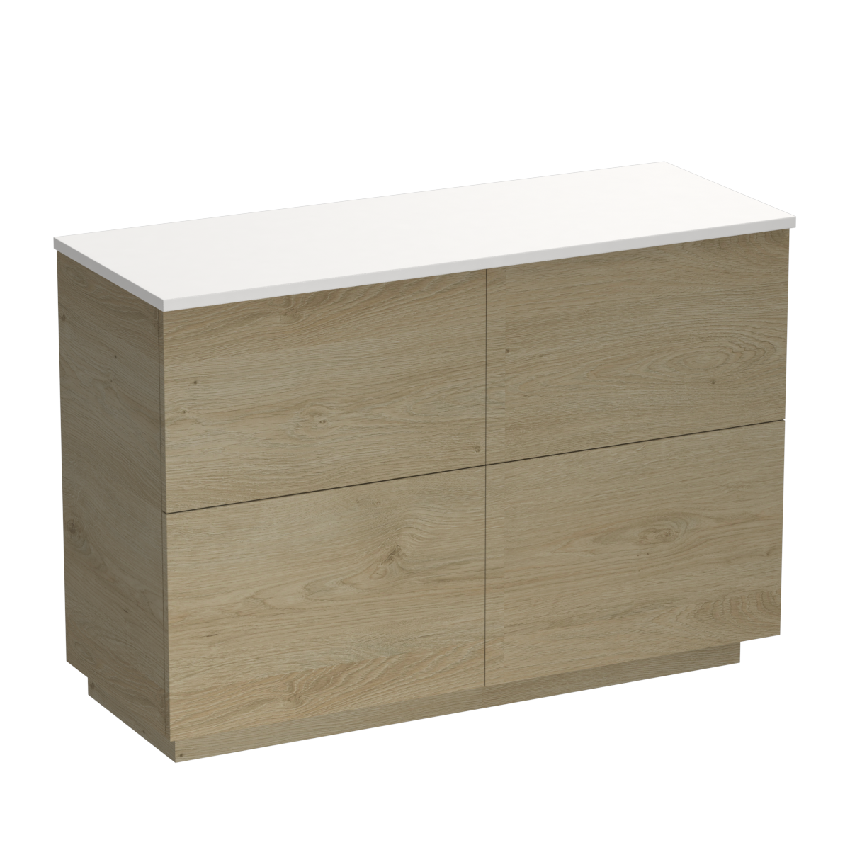 Reflex Opaco 1200 4 Drawer Floor Vanity Centre Basin White Carrara / Devon Oak