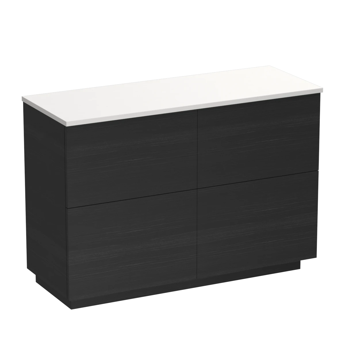 Reflex Opaco 1200 4 Drawer Floor Vanity Double Basin White Carrara / Timberland Black