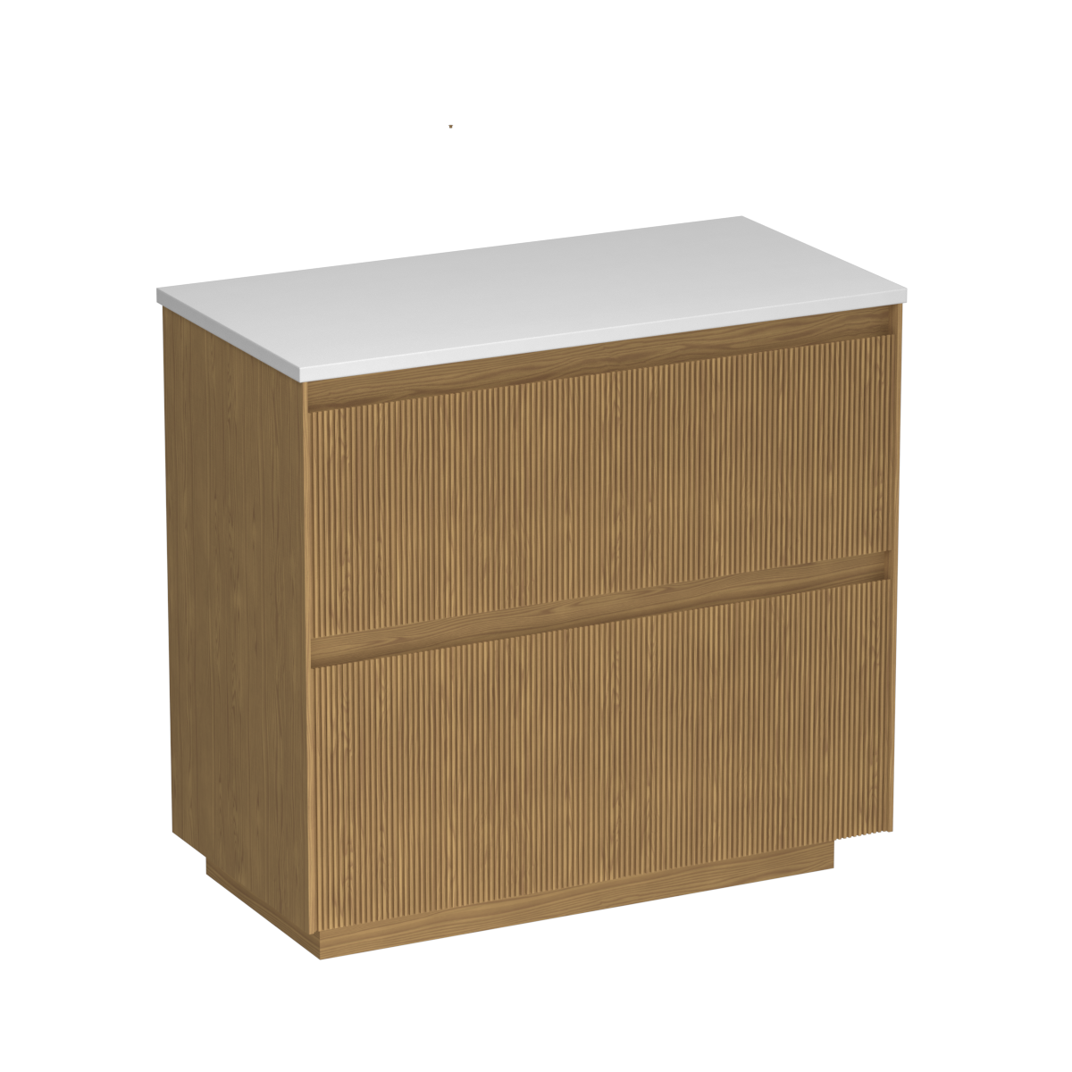 Strata Opaco 900 2 Drawer Floor Vanity White Carrara / Birch