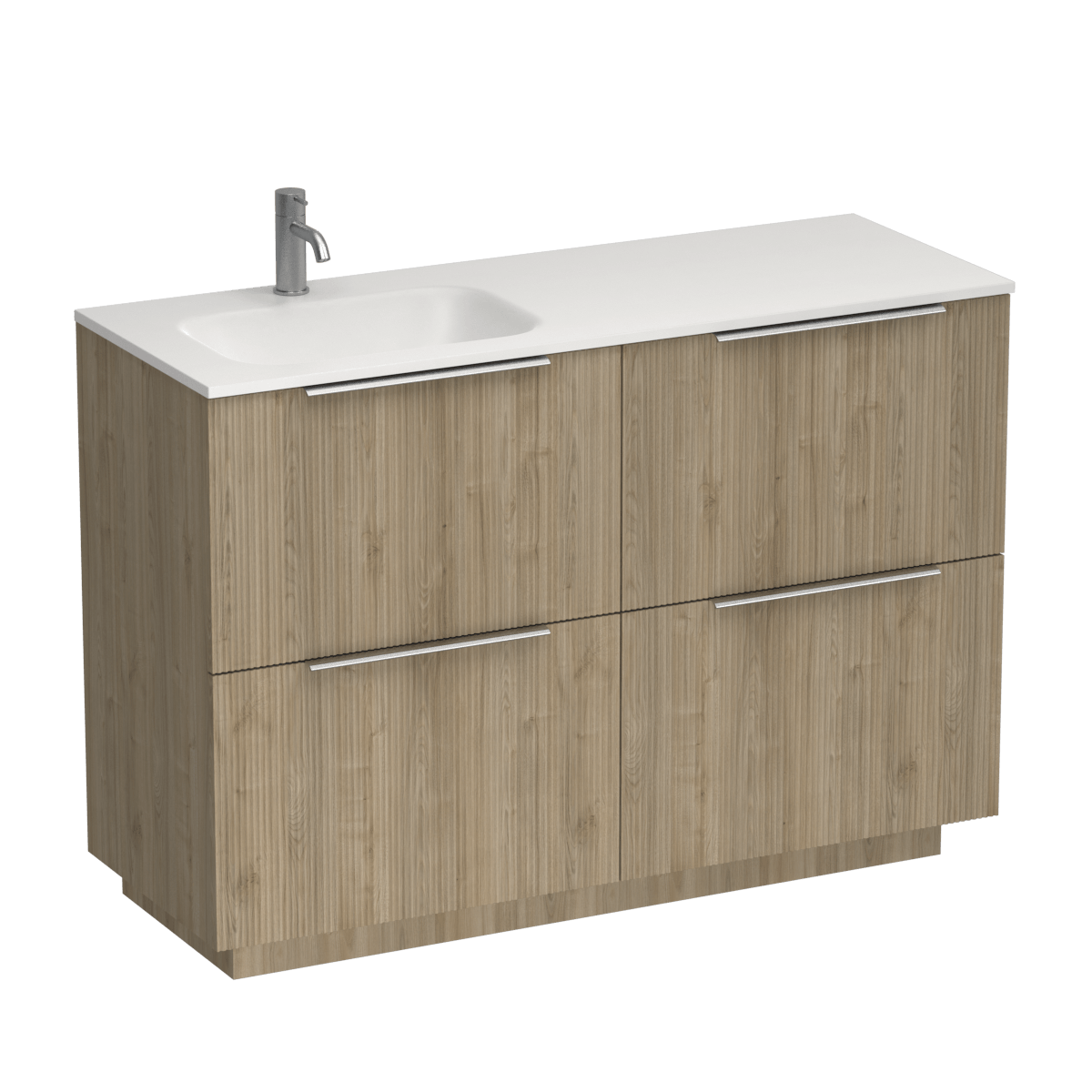 Ava Spio 1200 4 Drawer Floor Vanity Left Basin White