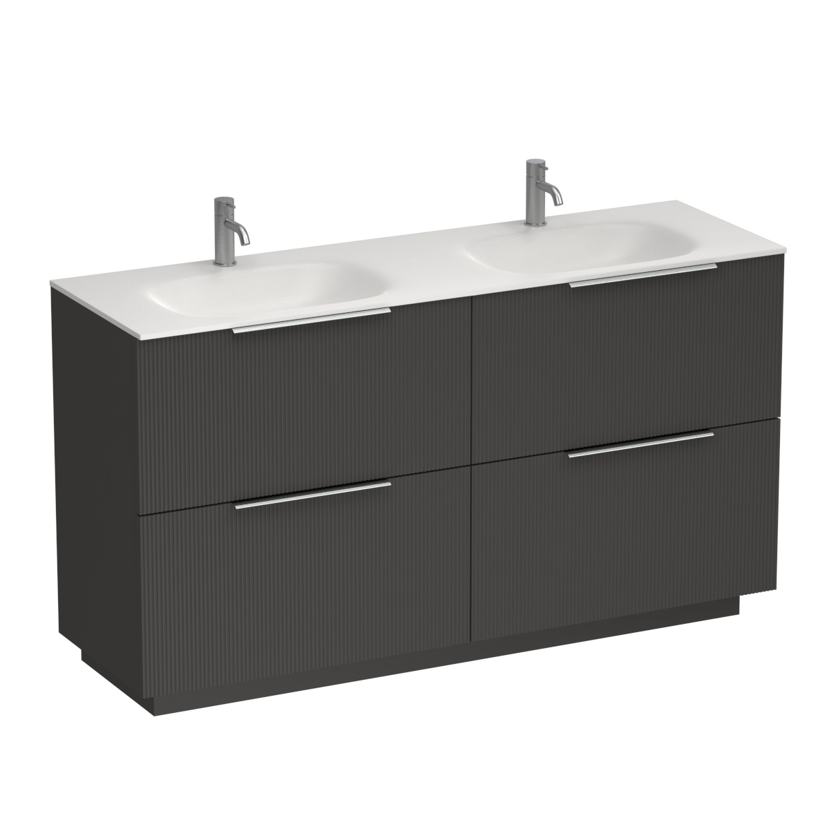 Ava Spio 1500 4 Drawer Floor Vanity Double Basin White