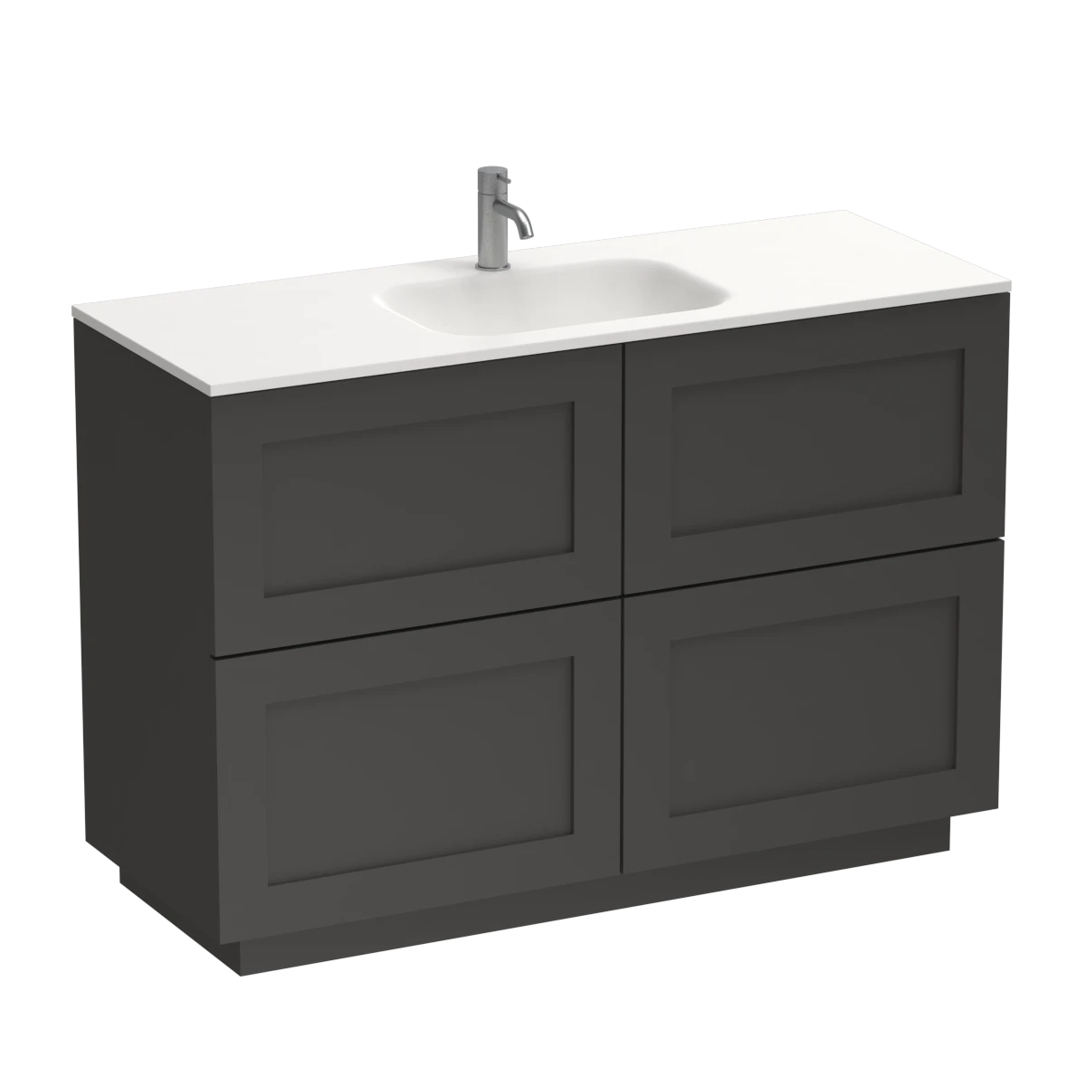 Hampton Spio 1200 4 Drawer Floor Vanity Centre Basin White