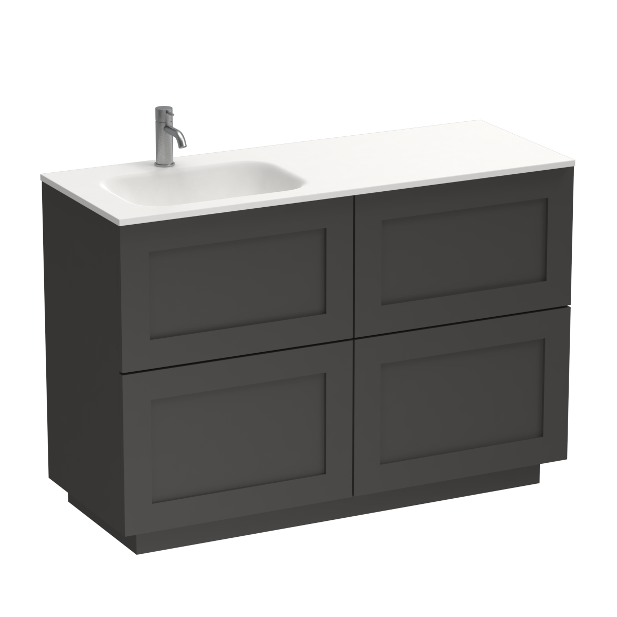 Hampton Spio 1200 4 Drawer Floor Vanity Left Basin Methven Oak