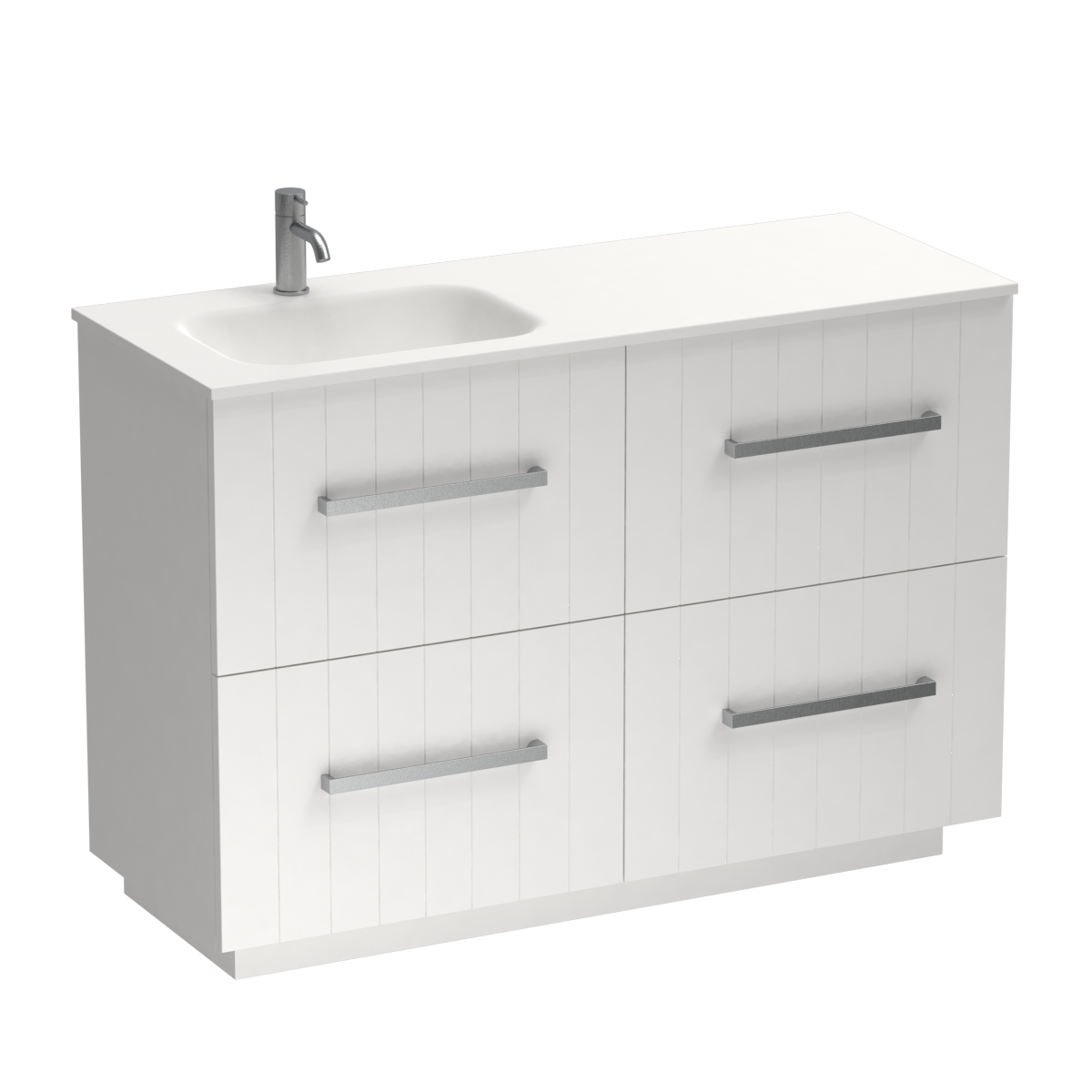 Linea Spio 1200 4 Drawer Floor Vanity Left Basin Tusk
