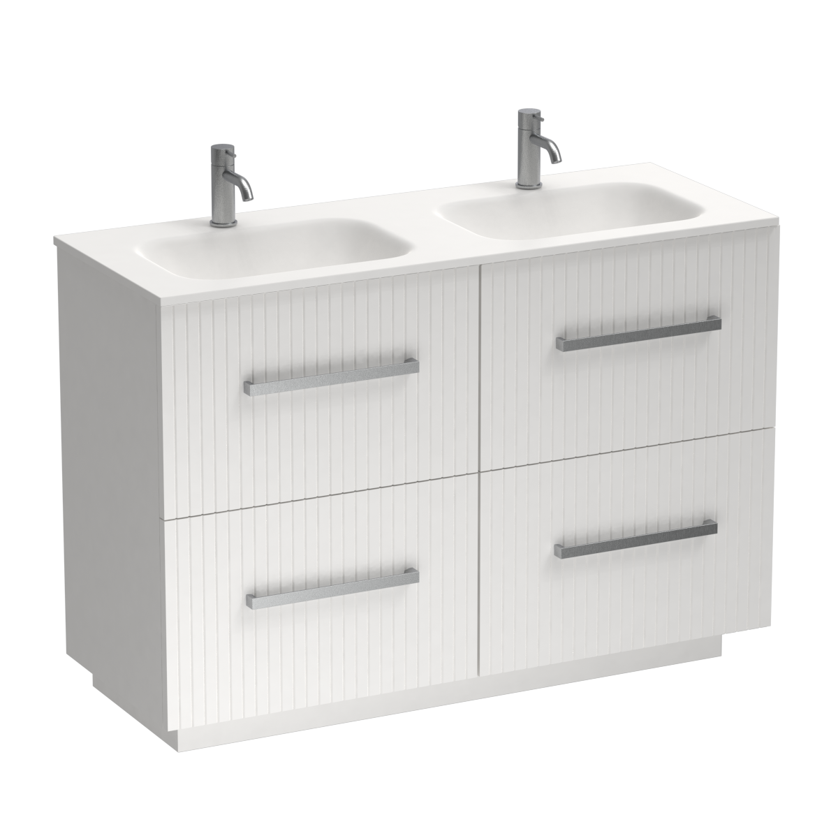 Lima Spio 1200 4 Drawer Floor Vanity Double Basin White
