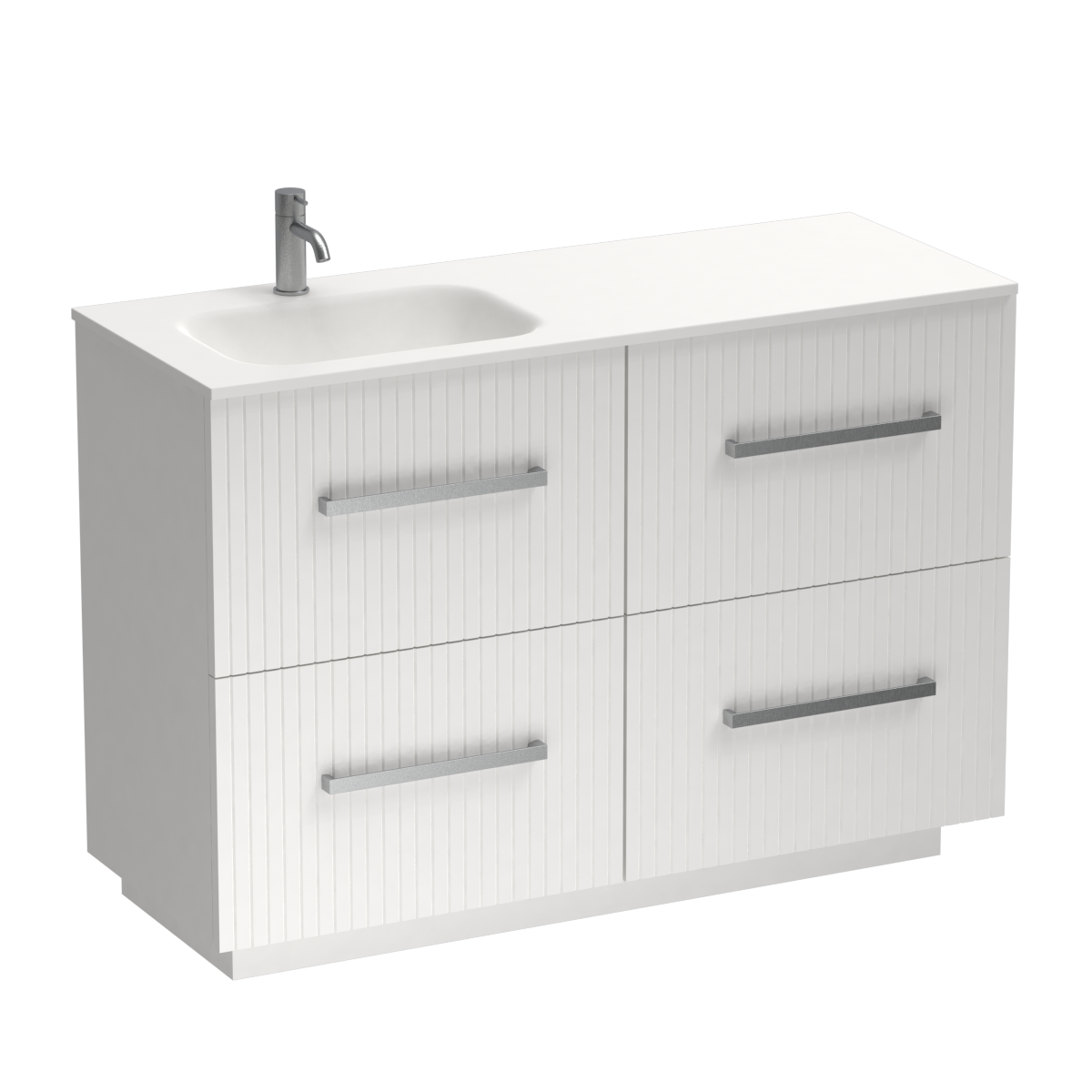 Lima Spio 1200 4 Drawer Floor Vanity Left Basin White