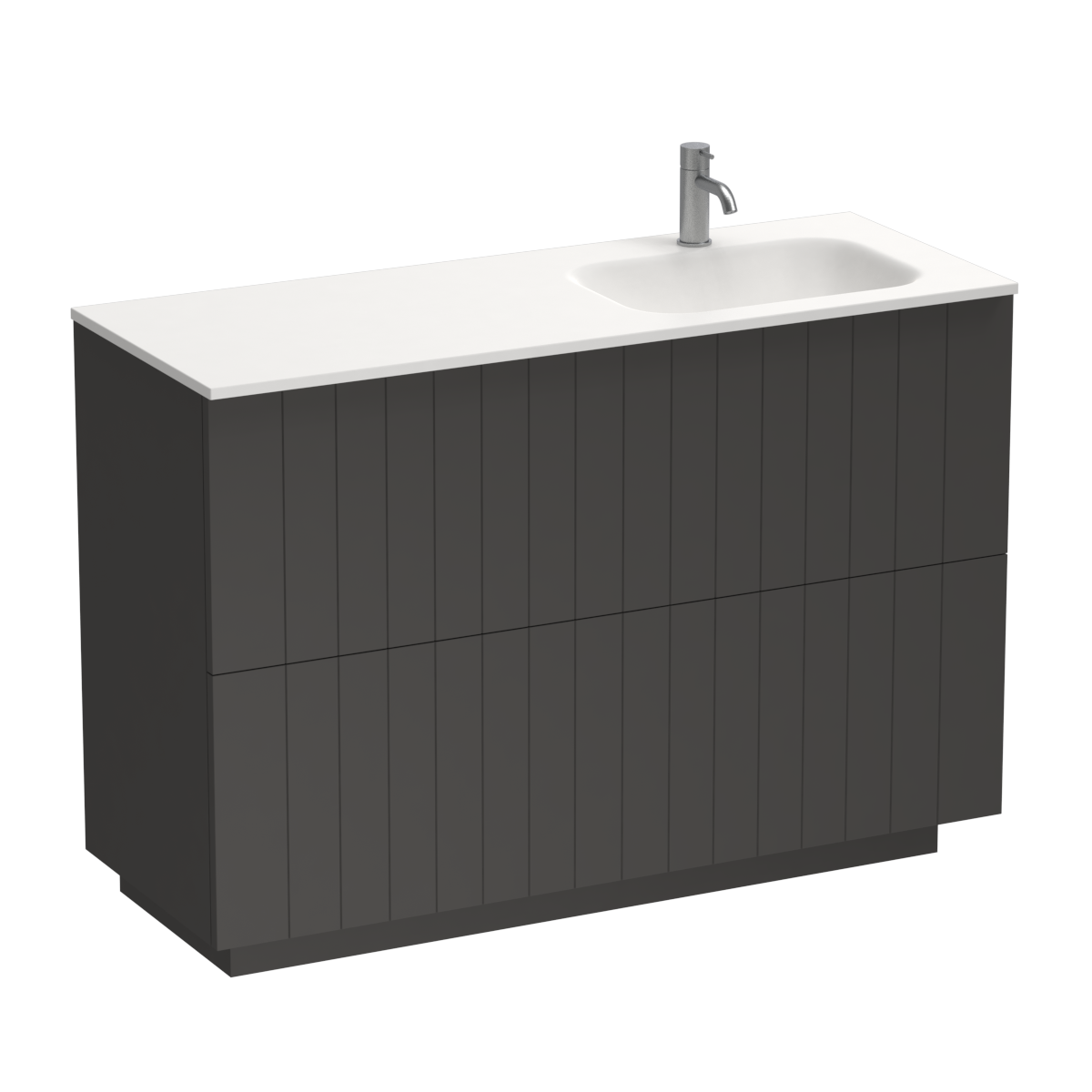 Linea Spio 1200 2 Drawer Floor Vanity Right Basin Lana Grey
