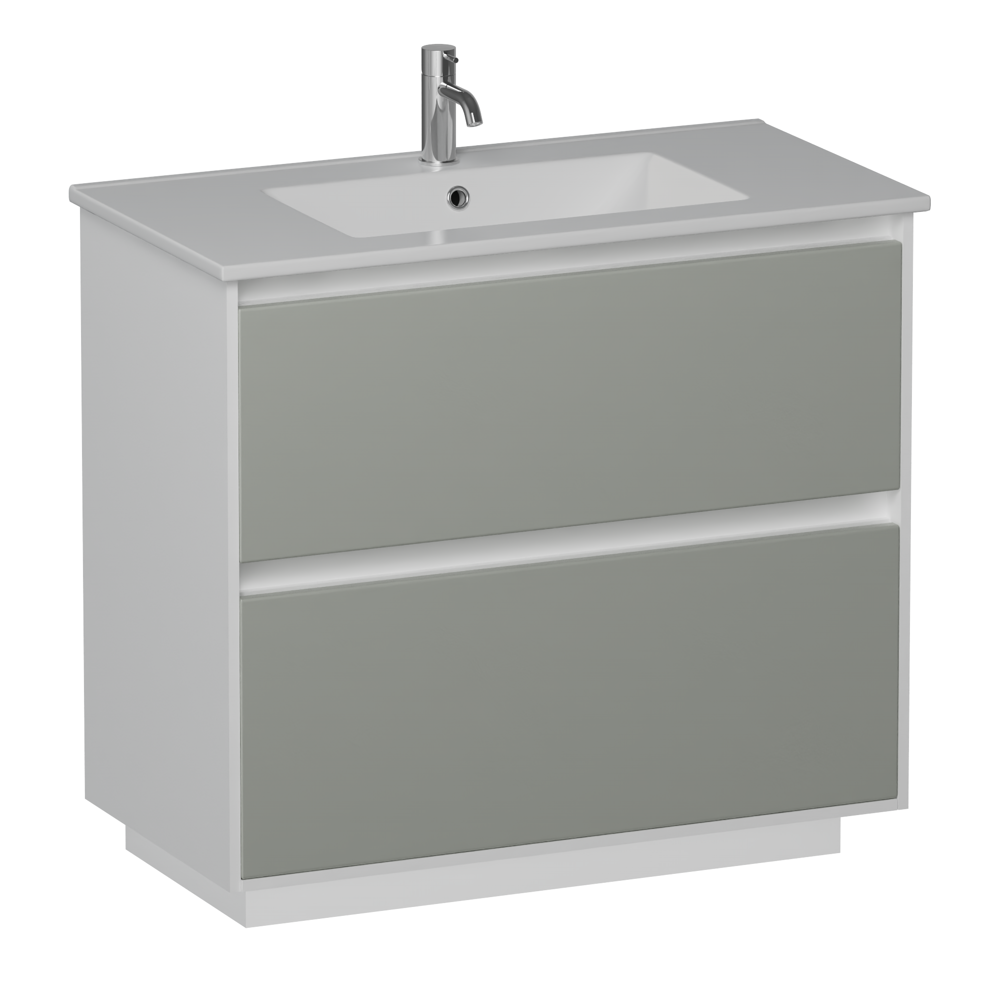 Prava 900 2 Drawer Floor Vanity White/Devon Oak