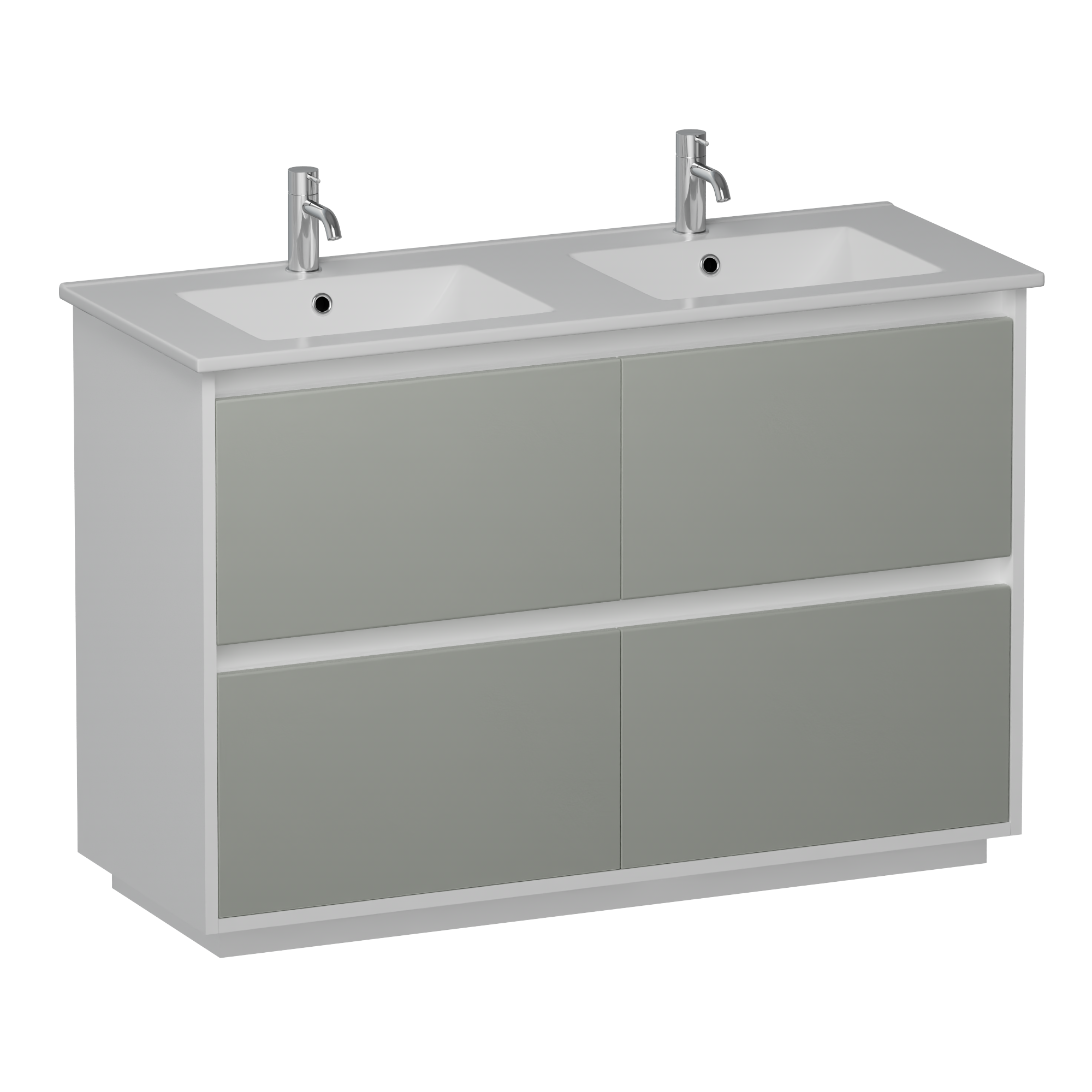 Prava 1200 4 Drawer Floor Vanity Double Basin Black/Atmoss