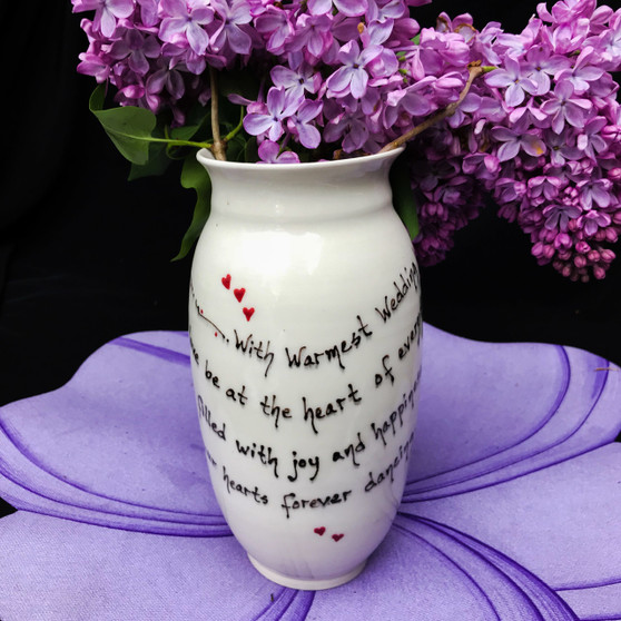 Pottery Mountain - With Warmest Wedding Wishes~May love be at the heart of everything you do.  May the years ahead be filled with joy and happiness. And may the music of romance keep your hearts forever dancing. 