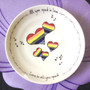 All you need is love ~ Love is all you need </br> With hand painted varying size rainbow hearts and music notes.