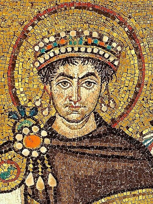 Portrait mosaic of Emperor Justinian I in the Basilica of San Vitale, Ravenna