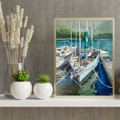 Boats Lanai Harbor© Original Oil 11 x 14 in