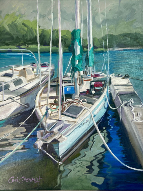 Boats Lanai Harbor© Original Oil 11 x 14 in