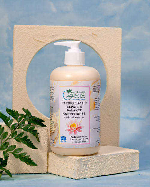 Natural Scalp Repair & Balance Conditioner with Birch Tar Oil, aloe vera, keratin, and botanical extracts for dry, flaky scalp and soft, healthy-looking hair.