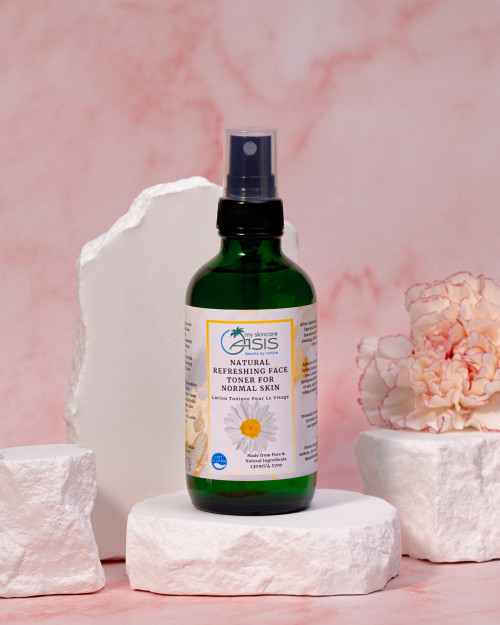 Natural Face Toner for Normal Skin with Aloe Vera, Chamomile, Lavender, and Rosemary Floral Waters to hydrate, refresh, soften, and balance normal skin.