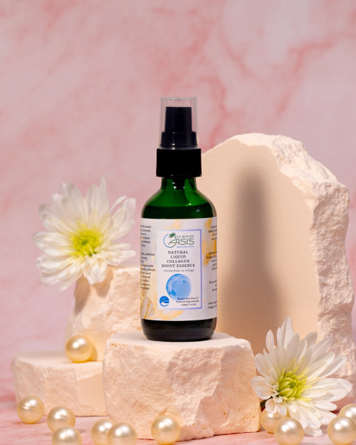 Natural Liquid Collagen Boost Essence anti-aging collagen serum with Hyaluronic Acid, Silk Amino Acids, and Vitamin D for firmer, smoother, youthful-looking skin.