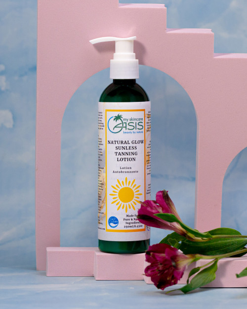 Natural Glow Instant Sunless Self Tanning Lotion for face and body with natural tanning active and botanical oils