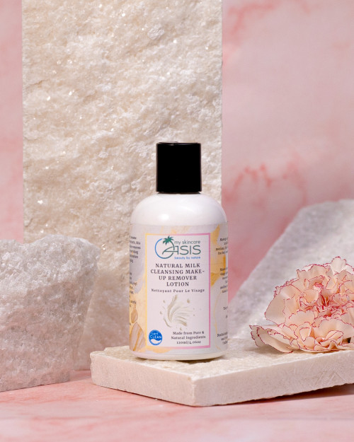 Natural Milk Face Cleansing Lotion & Make-Up Remover with Coconut Oil, Sesame Oil, Milk Thistle, and Papaya Extract to gently remove makeup while hydrating sensitive skin.