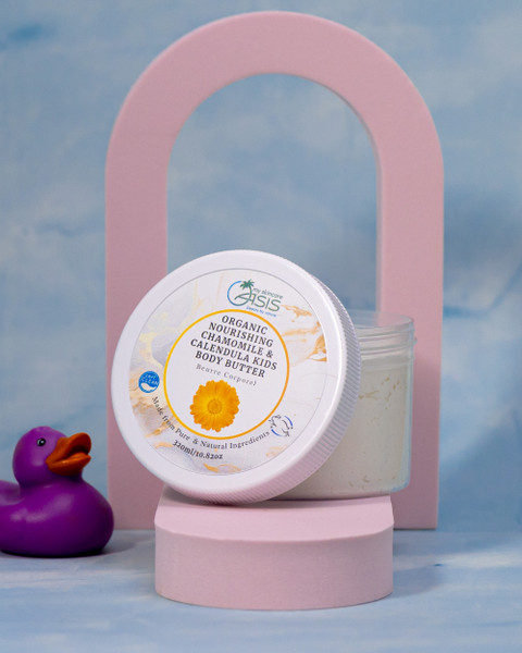 Organic Kids Body Butter with Organic Oat Oil, Olive Oil, Calendula, Chamomile, and Vitamin E for deeply nourished, soft skin
