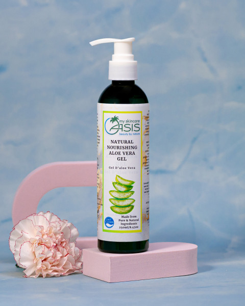 Natural Aloe Vera Gel with Aloe Vera Juice, Sodium PCA, Allantoin, and Vitamin E for soothing and hydrating the skin