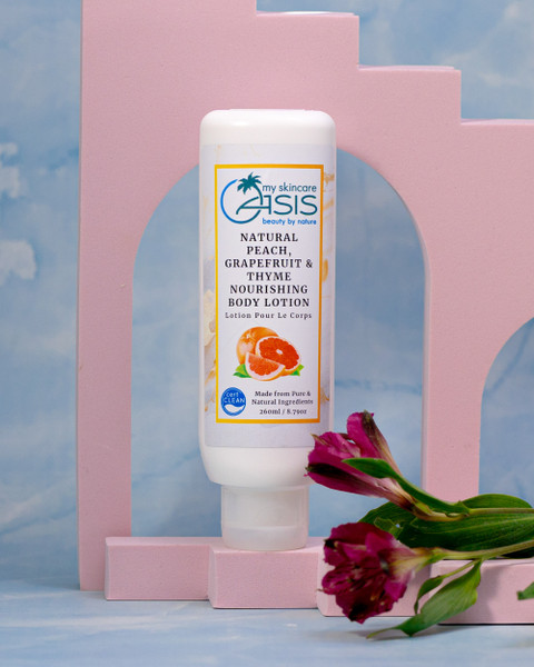 Natural Nourishing Body Lotion with Shea Butter, Sweet Almond Oil, Cocoa Butter, and Vitamin E for soft hydrated skin