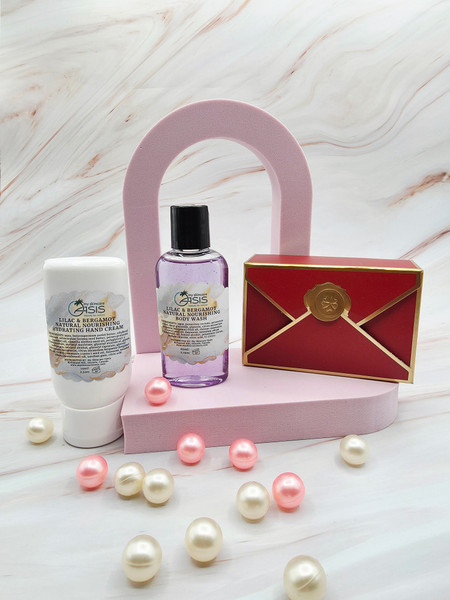Red Envelope with Body Wash & Hand Cream