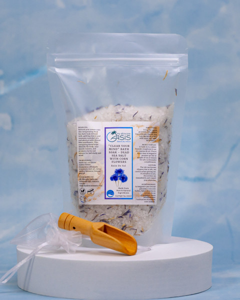 "Clear Your Mind" Bath Soak - Dead Sea Salt with Corn flowers