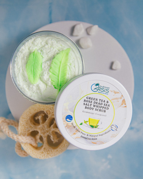 Natural Green Tea & Rose Dead Sea Salt Whipped Body Scrub