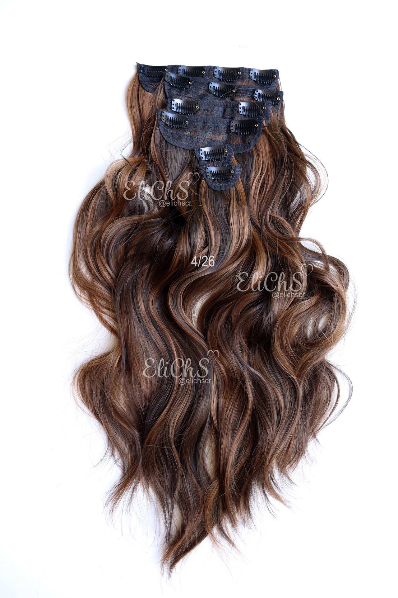 Extensiones de seda con clips onduladas largo 20