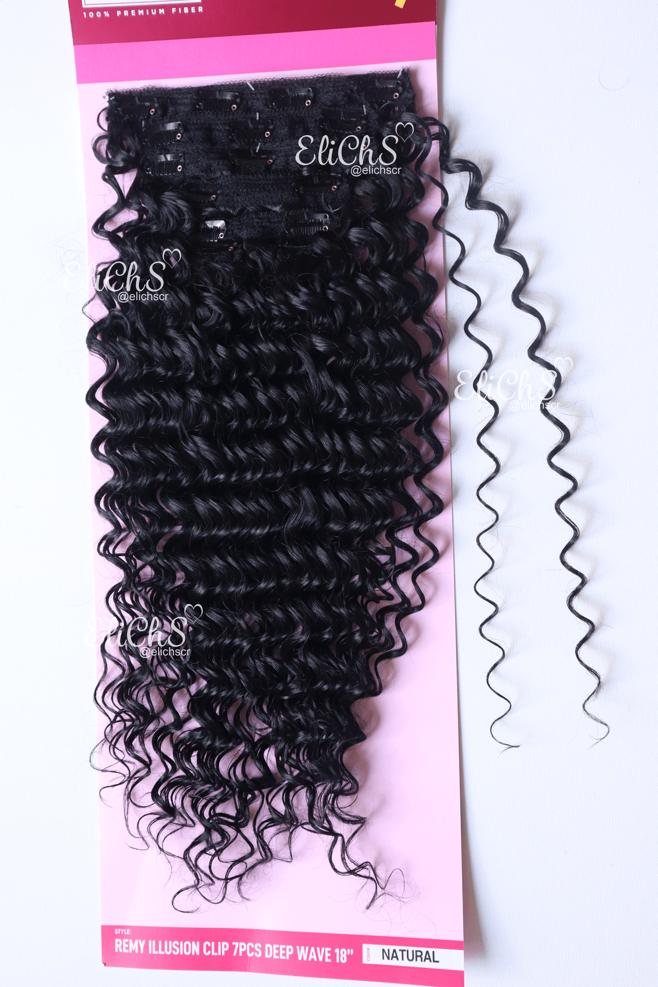 Extensiones de seda con clips Largo 18 pulgadas 7 piezas color Negro Natural