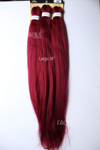 Cabello para trenzas Kanekalon Largo 36 color VINO  900 paquete con 3 piezas