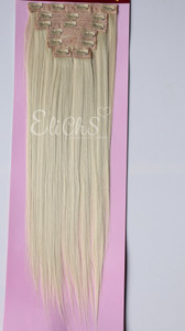 Extensiones de seda con clips Largo 24 pulgadas 7 piezas color Rubio Claro Extensiones de seda con clips Largo 24 pulgadas 7 piezas color Rubio Claro