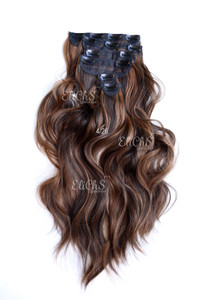 Extensiones de seda con clips onduladas largo 20" color 4/26 Extensiones de seda con clips onduladas largo 20" color 4/26