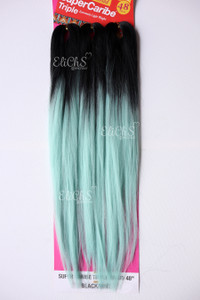 Cabello para trenzas kanekalon Premium  Negro con Menta Cabello para trenzas kanekalon Premium  Negro con Menta