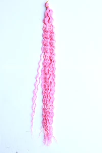 Cabello para crochet o para trenzas Deep wave Largo 30 color  Rosado