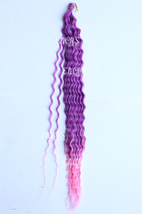 Cabello para crochet o para trenzas Deep wave Largo 30 color Morado con Rosado Cabello para crochet o para trenzas Deep wave Largo 30 color Morado con Rosado