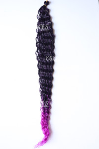 Cabello para crochet o para trenzas D curl Largo 32 color negro con morado Cabello para crochet o para trenzas D curl Largo 32 color negro con morado