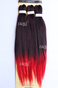 Cabello para trenzas 3 piezas largo 26 color #1BRED negro con rojo Cabello para trenzas 3 piezas largo 26 color #1BRED negro con rojo