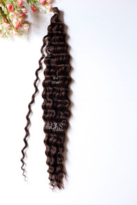 Cabello para crochet o para trenzas D curl Largo 24 color #4 castaño oscuro