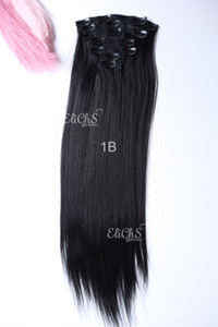 Extensiones de seda con clips Largo 24 pulgadas 7 piezas Lacio color 1B Negro Extensiones de seda con clips Largo 24 pulgadas 7 piezas Lacio color 1B Negro