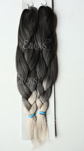 Cabello kanekalon premium color 1B PLATINUM Largo 24 Cabello kanekalon premium color 1B PLATINUM Largo 24