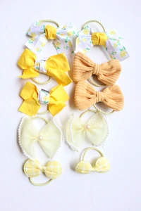 Set de colas con lazo #7730 color amarillo